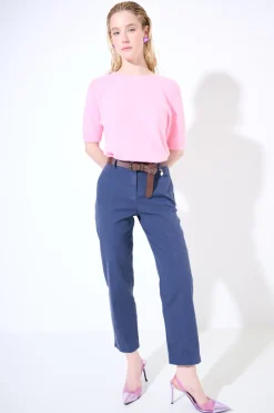 Discount KIKISIX PANTALONE DOPPIE IMPUNTURE DV ELASTICO BLU