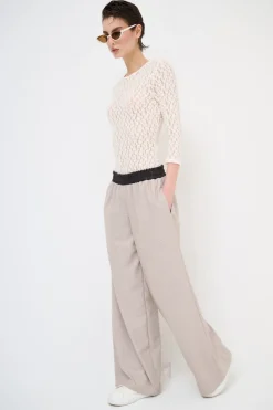 Fashion KIKISIX PANTALONE DRITTO CON CINTURINO ECOPELLE MORO