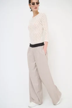 Fashion KIKISIX PANTALONE DRITTO CON CINTURINO ECOPELLE MORO