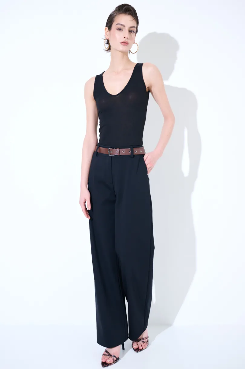 Online KIKISIX PANTALONE DRITTO CON CINTURA NERO