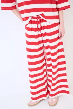 Best KIKISIX PANTALONE DRITTO CON ELASTICO CON LACCIO ROSSO