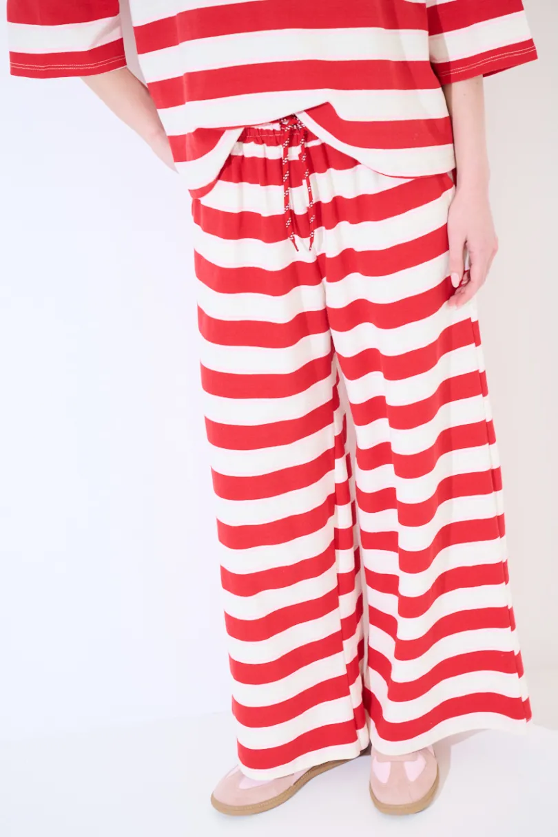 Best KIKISIX PANTALONE DRITTO CON ELASTICO CON LACCIO ROSSO