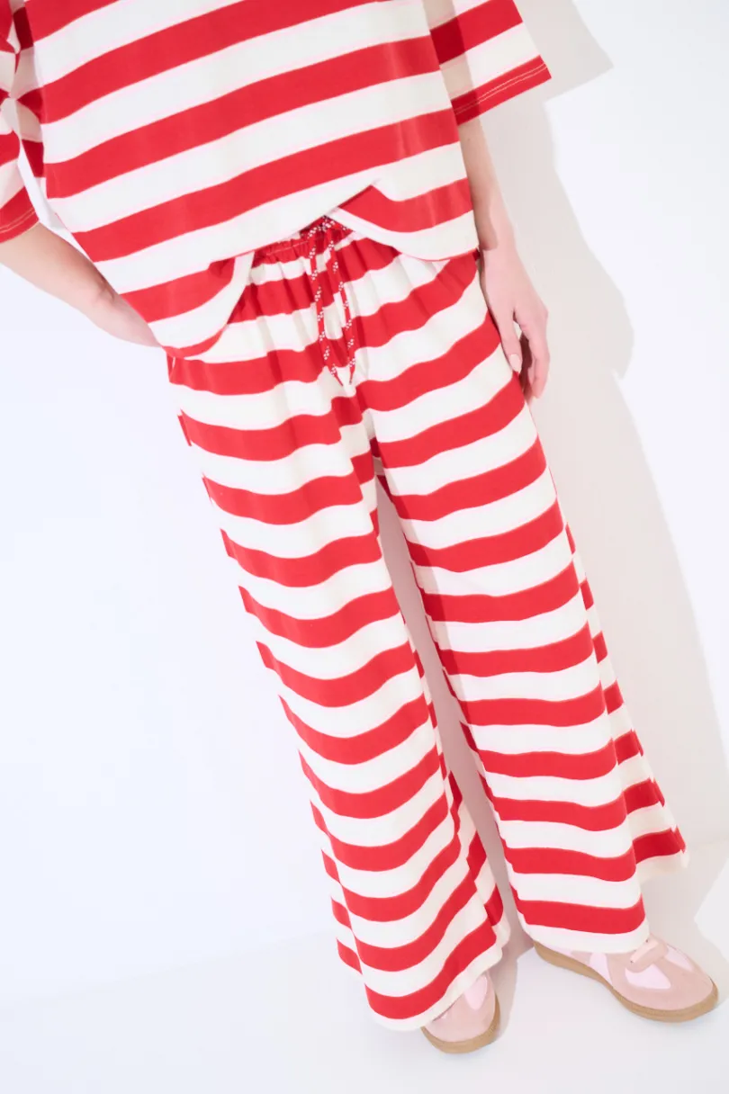 Best KIKISIX PANTALONE DRITTO CON ELASTICO CON LACCIO ROSSO