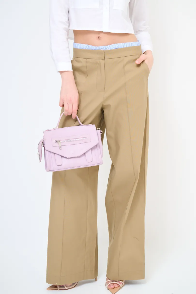 Sale KIKISIX PANTALONE DRITTO COTONE CON CINTURINO ELASTICO RIGA CAMMELLO