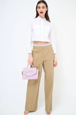 Sale KIKISIX PANTALONE DRITTO COTONE CON CINTURINO ELASTICO RIGA CAMMELLO