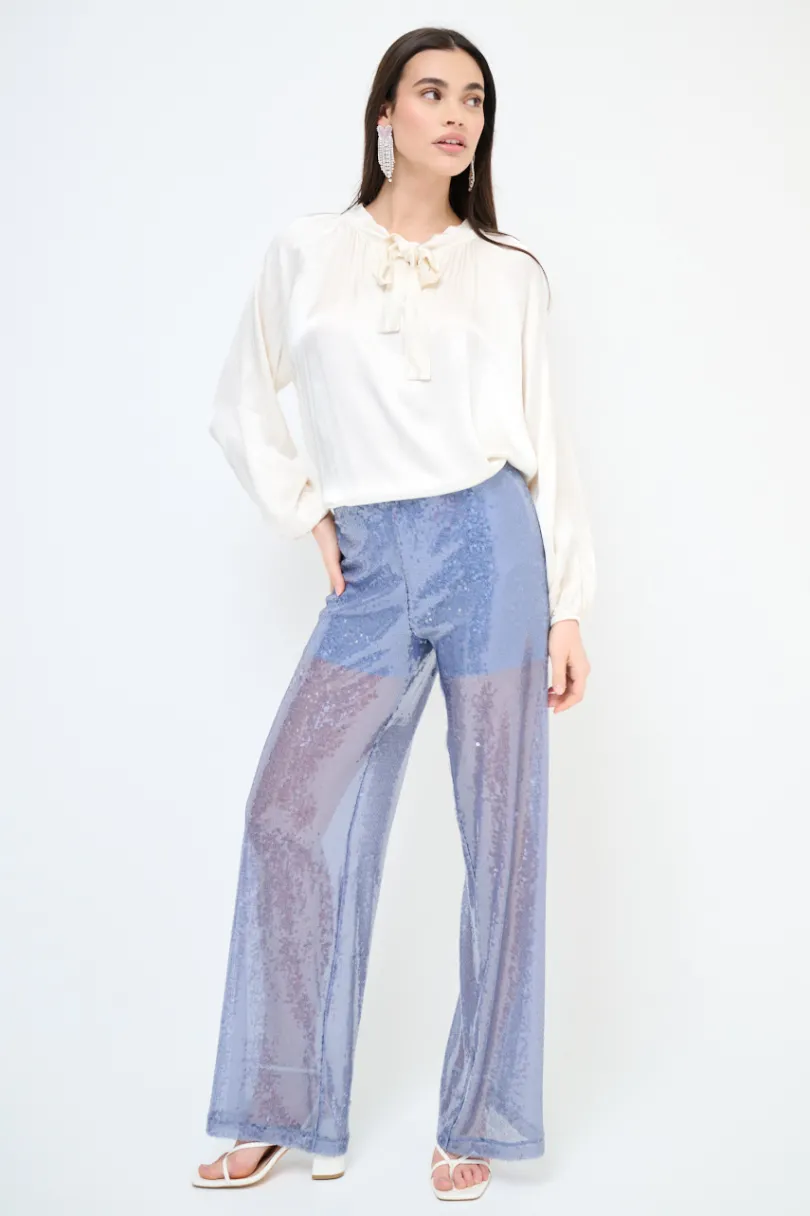 New KIKISIX PANTALONE DRITTO PAILLETTES CARTA ZUCCHERO