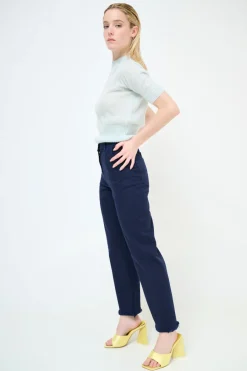 Sale KIKISIX PANTALONE FILARE CROP BLU