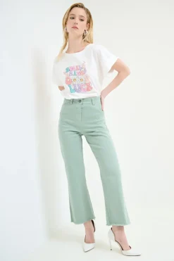 Fashion KIKISIX PANTALONE FILARE CROP SALVIA