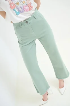 Fashion KIKISIX PANTALONE FILARE CROP SALVIA