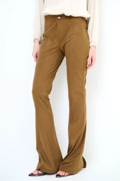 Best KIKISIX PANTALONE FLARE DAINETTO CAPPUCINO