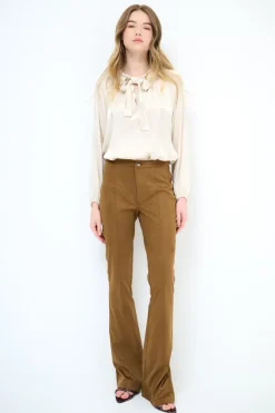 Best KIKISIX PANTALONE FLARE DAINETTO CAPPUCINO