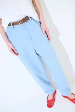 Best KIKISIX PANTALONE JEANS BALLON CON CINTURA BLU CHIARO