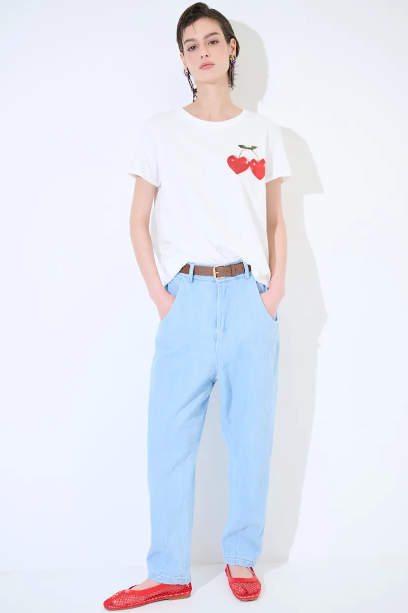 Best KIKISIX PANTALONE JEANS BALLON CON CINTURA BLU CHIARO