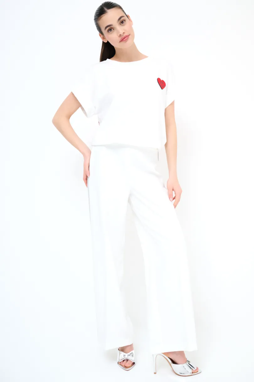 Best KIKISIX PANTALONE LARGO CON BANDA PANNA