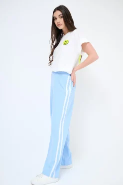 New KIKISIX PANTALONE LARGO CON BANDA CELESTE