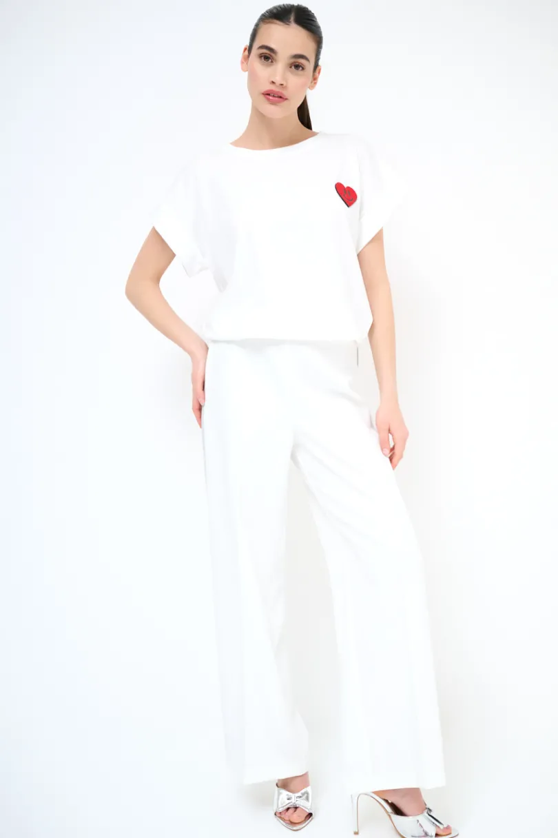 Best KIKISIX PANTALONE LARGO CON BANDA PANNA