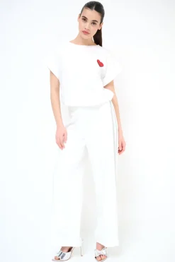 Best KIKISIX PANTALONE LARGO CON BANDA PANNA