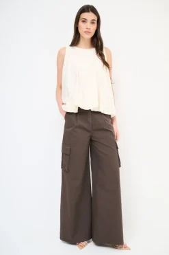 Fashion KIKISIX PANTALONE LARGO CON TASCHE MORO