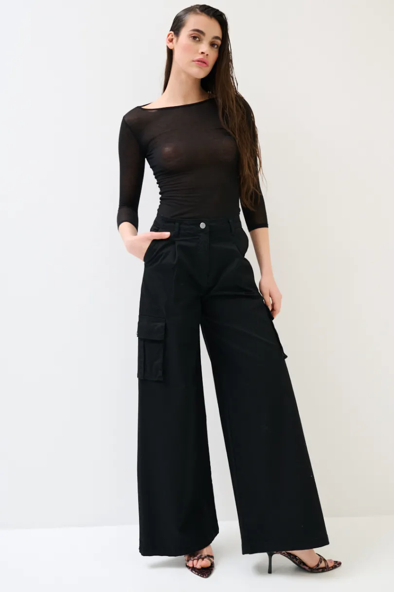 Online KIKISIX PANTALONE LARGO CON TASCHE NERO