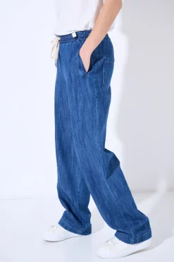 Discount KIKISIX PANTALONE LARGO CON TASCONI BLU