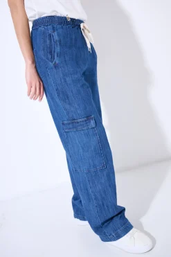 Discount KIKISIX PANTALONE LARGO CON TASCONI BLU