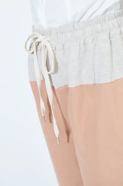 Discount KIKISIX PANTALONE OVER 2 TESSUTI CAMICIOLA/CAMMELLO