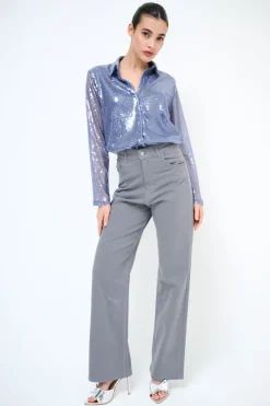 New KIKISIX PANTALONE PALAZZO GRIGIO