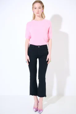 Discount KIKISIX PANTALONE STRAIGHT TAGLIO VIVO NERO