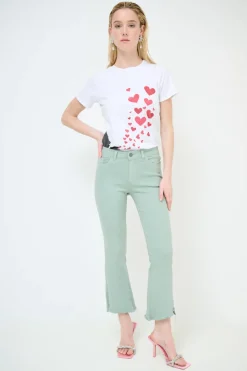 Fashion KIKISIX PANTALONE STRAIGHT TAGLIO VIVO SALVIA