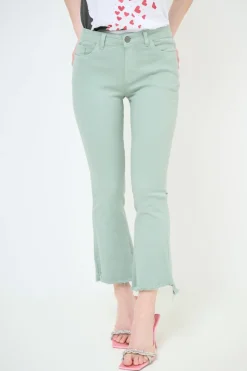 Fashion KIKISIX PANTALONE STRAIGHT TAGLIO VIVO SALVIA