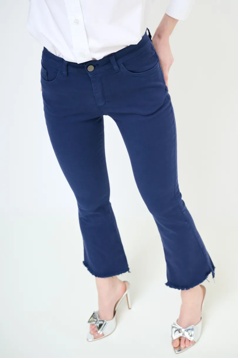 Sale KIKISIX PANTALONE STRAIGHT TAGLIO VIVO BLU