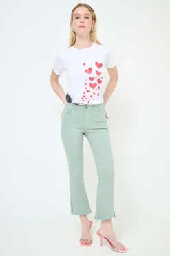 Fashion KIKISIX PANTALONE STRAIGHT TAGLIO VIVO SALVIA