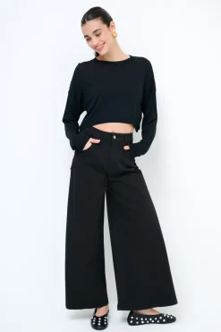 Discount KIKISIX PANTALONE/GONNA GABARDINA NERO