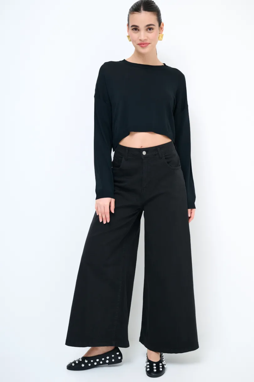 Discount KIKISIX PANTALONE/GONNA GABARDINA NERO