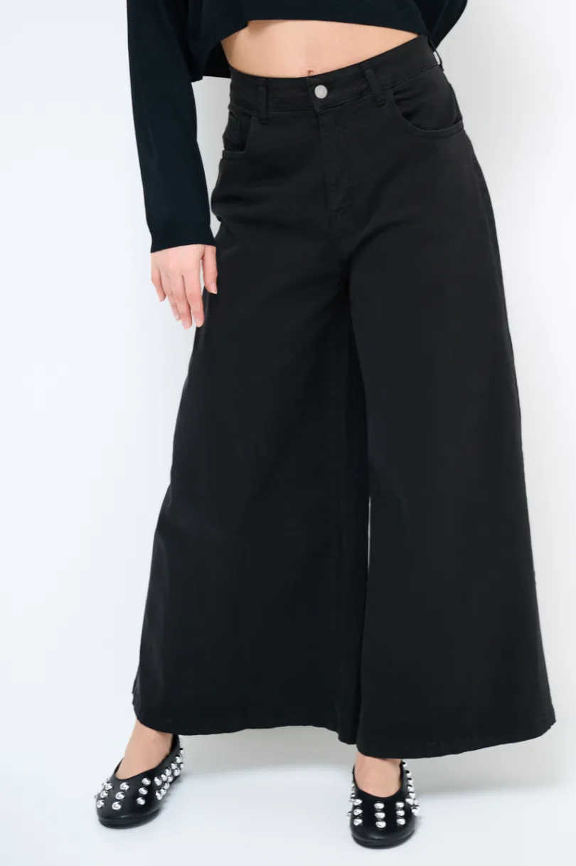Discount KIKISIX PANTALONE/GONNA GABARDINA NERO