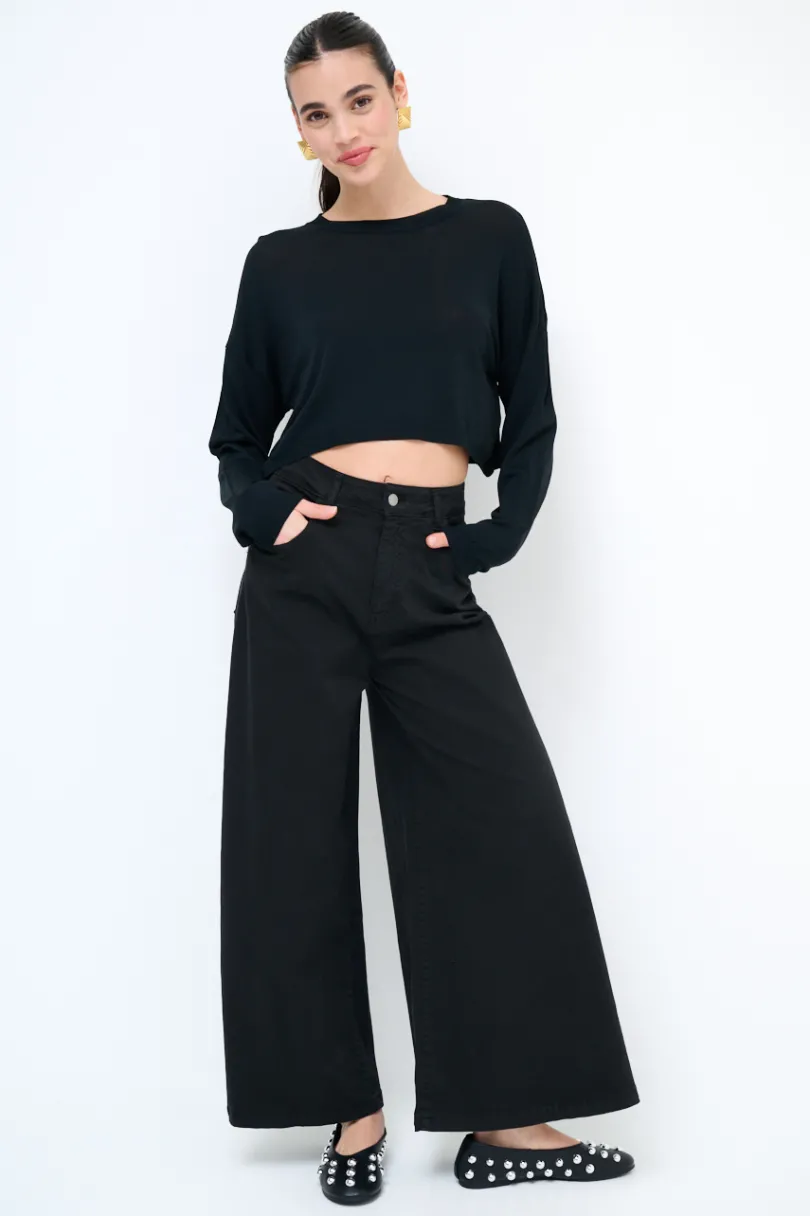 Discount KIKISIX PANTALONE/GONNA GABARDINA NERO