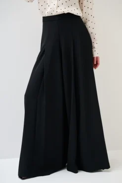 Fashion KIKISIX PANTAPALAZZO CON PIEGHE DAVANTI E LATO NERO