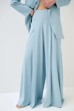 Outlet KIKISIX PANTAPALAZZO CON PIEGHE DAVANTI E LATO MENTA