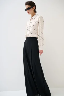 Fashion KIKISIX PANTAPALAZZO CON PIEGHE DAVANTI E LATO NERO