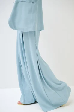 Outlet KIKISIX PANTAPALAZZO CON PIEGHE DAVANTI E LATO MENTA