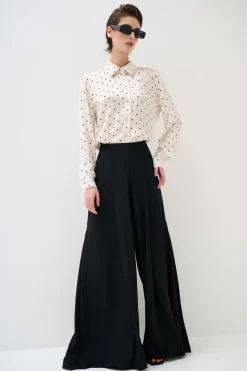 Fashion KIKISIX PANTAPALAZZO CON PIEGHE DAVANTI E LATO NERO