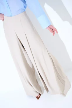 Hot KIKISIX PANTAPALAZZO CON PIEGHE DAVANTI E LATO BEIGE