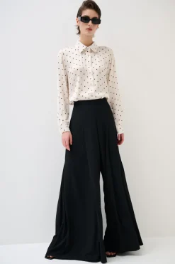 Fashion KIKISIX PANTAPALAZZO CON PIEGHE DAVANTI E LATO NERO