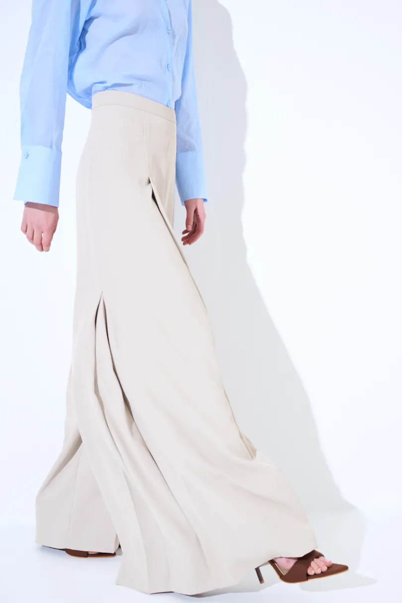 Hot KIKISIX PANTAPALAZZO CON PIEGHE DAVANTI E LATO BEIGE