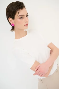 New KIKISIX PARICOLLO MEZZA MANICA BIANCO