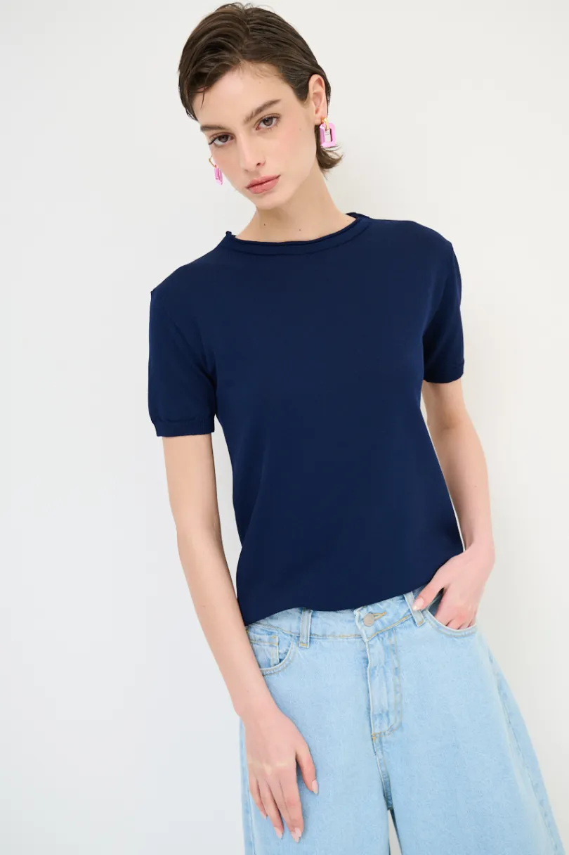 Sale KIKISIX PARICOLLO MEZZA MANICA BLU