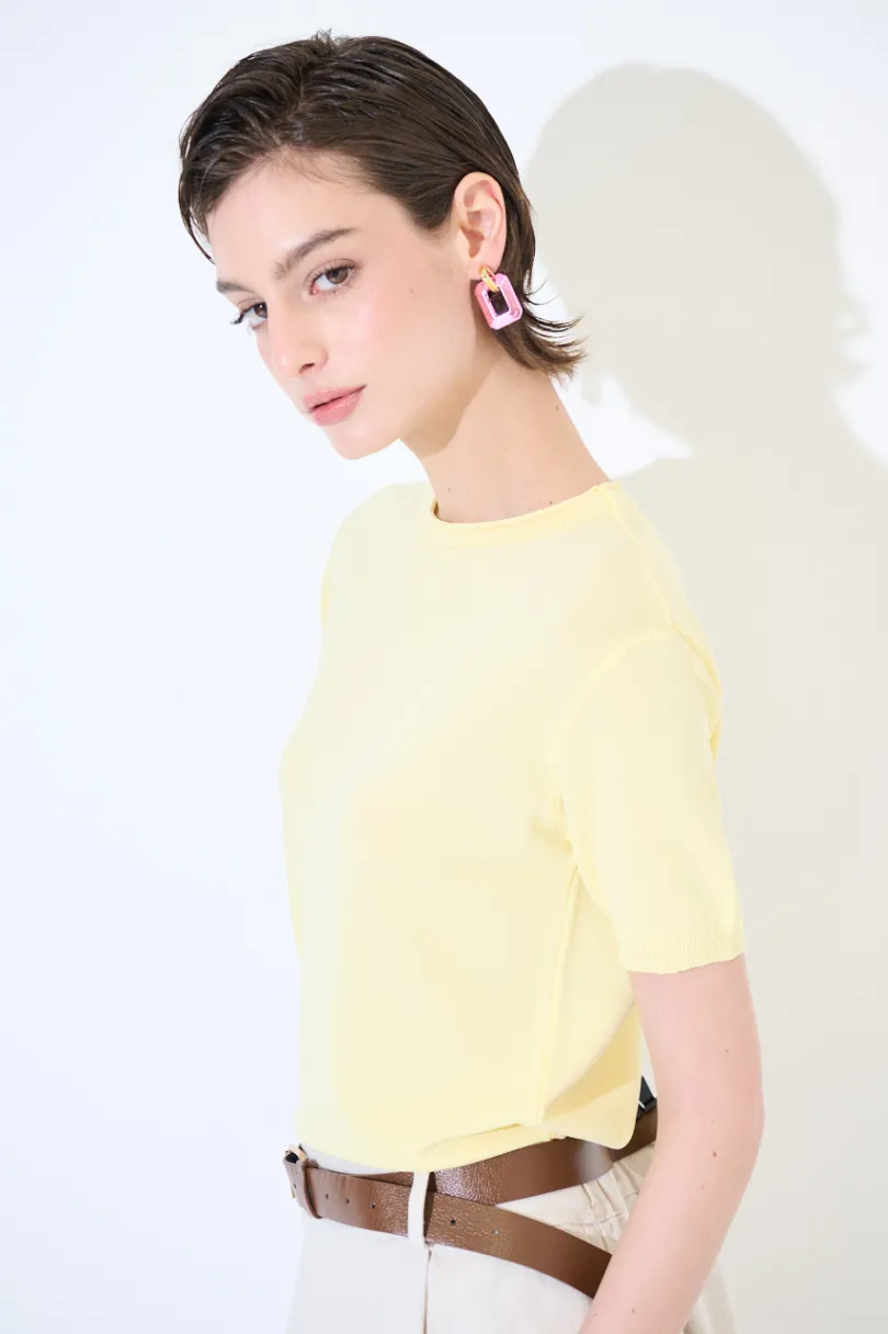 Discount KIKISIX PARICOLLO MEZZA MANICA GIALLO