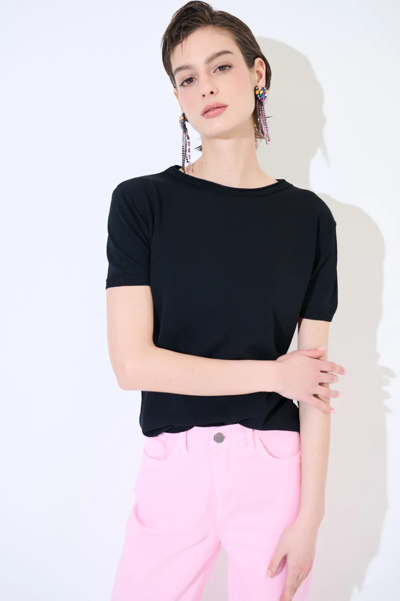 Hot KIKISIX PARICOLLO MEZZA MANICA NERO