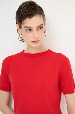 Outlet KIKISIX PARICOLLO MEZZA MANICA ROSSO