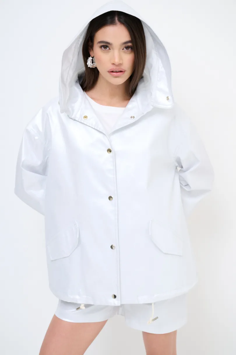 Sale KIKISIX PARKA CORTO LAMINATO ARGENTO